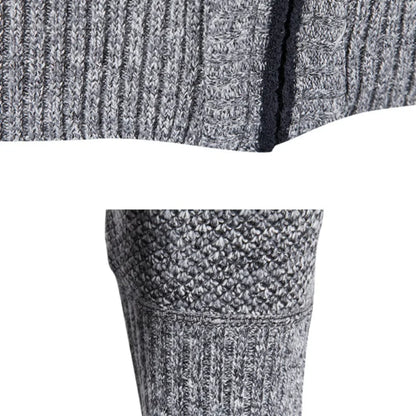 Autumn Winter New Men Trendy Knitted Cardigan Fleece Zipper Sweater Men's Warm Coat Stand-up Collar Solid Color Sweater Cardigan