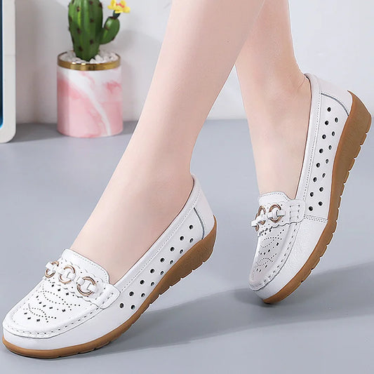 Woman Shoes Breathable Leather Shoes For Women Low Heels Casual Zapatos Mujer Elegant Heel Women's Shoes Flats Female Footwear
