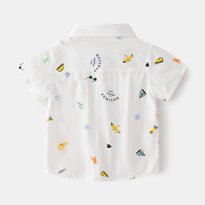 MILANCEL Summer Boys Clothes Cartoon Boys T shirts Turn Down Collar Kids Tee