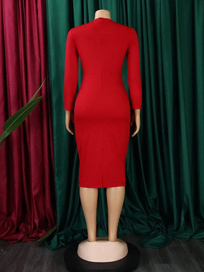 Women Elegant Dress Bodycon Long Sleeves Peplum Ruffles Spring Package HIp Classy Office Ladies African Summer Gowns Female Robe
