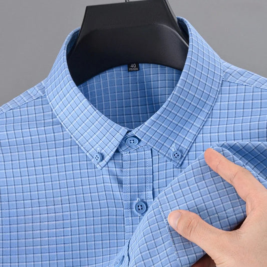 New Quality Anti-Wrinkle Men Shirt Long Sleeves Dress Shirts For Men Slim Fit Camisa Social Business Blouse White Shirt S-4XL