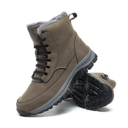 New Men Winter Snow Boots For Waterproof Leather Sneakers Super Warm Men's Boots Outdoor Male Hiking Boots Work Shoes Size 39-48