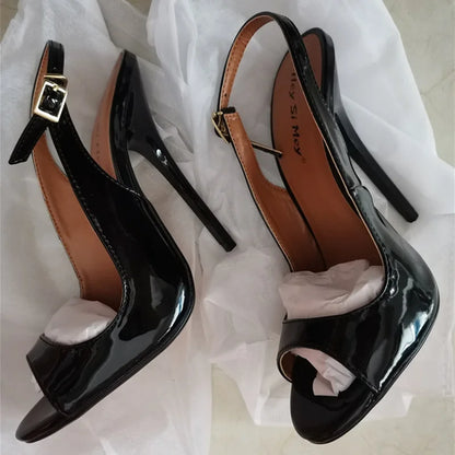 Women's Sandals 2025 Summer Shoes High Heels Hey Si Mey Trends Black Red Lady Pumps Party Slingback Dance Shoe Female Large Size