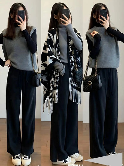 2024 Winter Women Faux Woolen Loose Tassel Shawl Capes Cashmere Wear Warm Thick Poncho Cardigan Lady Printed Plaid Blanket