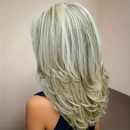 Long Layered Wigs for Women Highlight Wigs for White Women Wavy Wig Natural Looking Synthetic Heat Resistant Wig for Daily Use