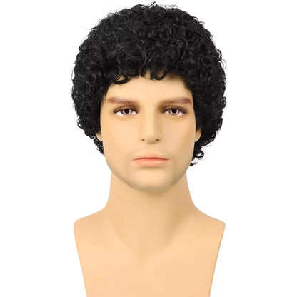 Short Curly Human Hair Wigs for Men Kinky Curly Hair Wigs for Man Short Pixie Cut Costume Male Wig Machine Made Wigs