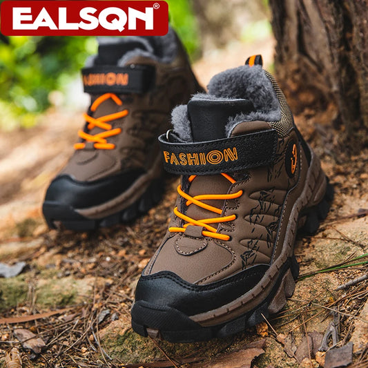 Boys' Winter Snow Boots Warm Fleece-Lined Anti-Slip Kids Boots Comfortable Warm School Children's Walking Cotton Shoes