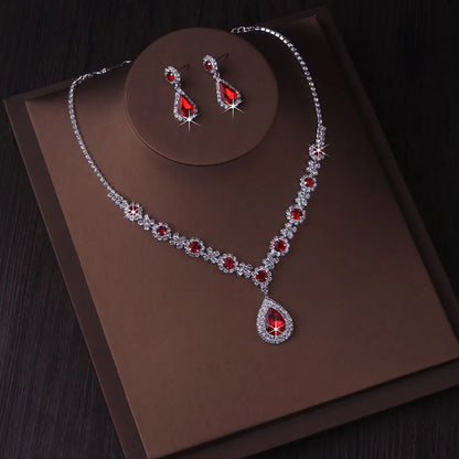 Fashionable bridal accessory set consisting of a necklace and a pair of earrings. New wedding dress, dress accessories, wedding