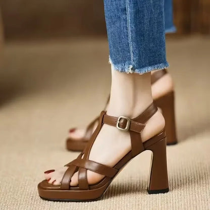 2025 New Women Shoes Summer Modern Women's Sandals Fashion Ankle Buckle Super High Heel Sandals Casual Solid Party Dress Shoes