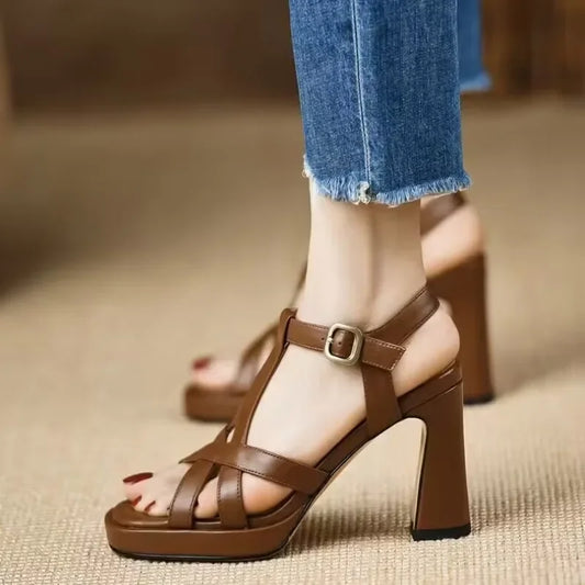 2025 New Women Shoes Summer Modern Women's Sandals Fashion Ankle Buckle Super High Heel Sandals Casual Solid Party Dress Shoes
