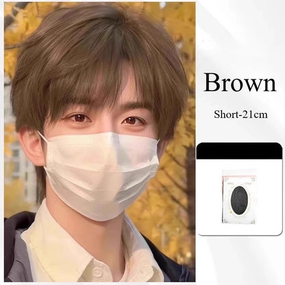Short Wig for Men 6inches Black Wig with Bangs Natural Hair Wigs High Temperature Fibers Headband Synthetic Wigs for Daily Use