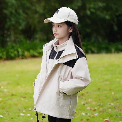 Children Thicken Detachable Liner Winter Warm Fleece Outdoor Windproof Waterproof Rain Coat Lightweight Men Women 3-in-1 Jacket