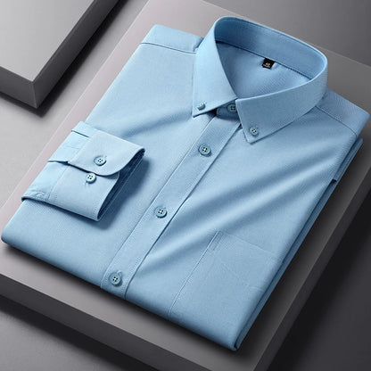 New Quality Anti-Wrinkle Men Shirt Long Sleeves Dress Shirts For Men Slim Fit Camisa Social Business Blouse White Shirt S-4XL