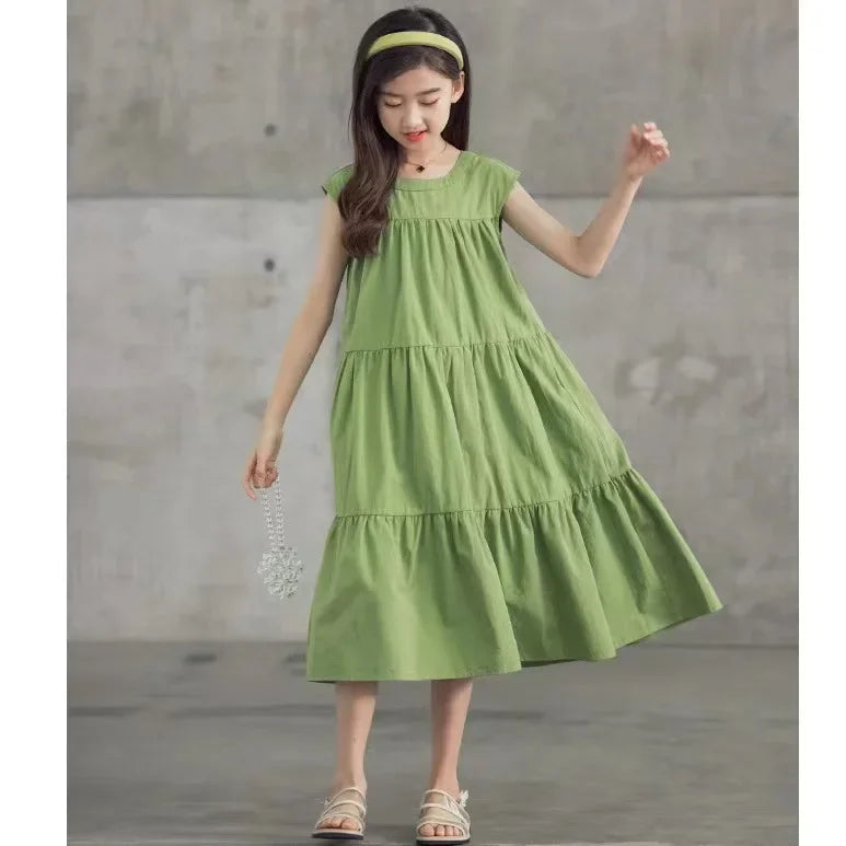 Fashion Summer Kids Girls Dress 2024 Children Loose Dress Casual Beach Dresses For Girl Teen Princess Vestido 8 10 12 14 Year