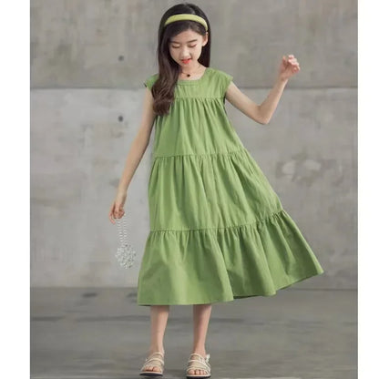 Fashion Summer Kids Girls Dress 2024 Children Loose Dress Casual Beach Dresses For Girl Teen Princess Vestido 8 10 12 14 Year