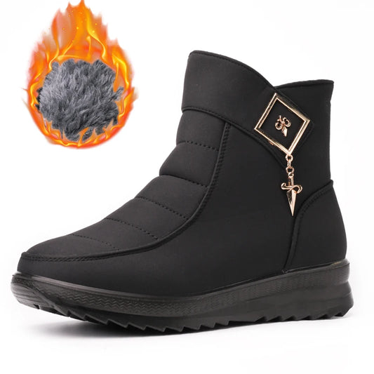 Womens Winter Snow Boots With Warm Fur Lining Comfortable Booties Non Slip Waterproof Outdoor Shoes