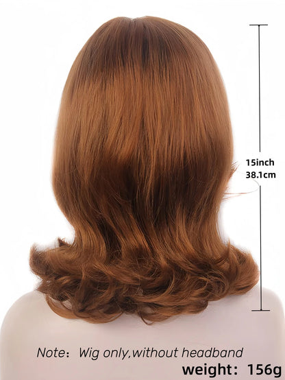 Light Brown Shoulder Wig 60s 70s 80s Beehive Wig For Retro Fancy Costume Party Cosplay Heat-Resistance Synthetic Fiber Reewes Wi