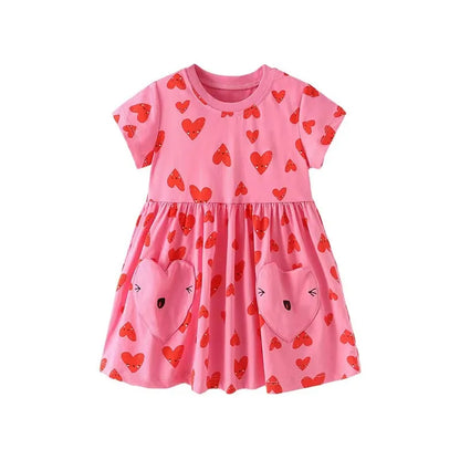 Jumping Meters Animals Embroidery Summer Princess Girls Dresses Party Birthday Frocks Children's Costume Cats Dress