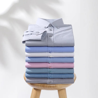 New Quality Anti-Wrinkle Men Shirt Long Sleeves Dress Shirts For Men Slim Fit Camisa Social Business Blouse White Shirt S-4XL