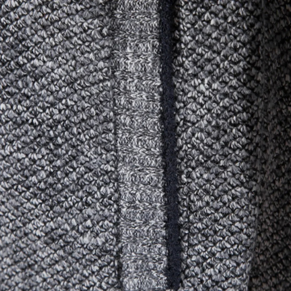 Autumn Winter New Men Trendy Knitted Cardigan Fleece Zipper Sweater Men's Warm Coat Stand-up Collar Solid Color Sweater Cardigan