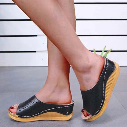 Summer Women Sandals New Fashion Open Toe Retro Breathable Womens Sandals Wedge Slip On Female Women Orthopedic Sandal Footwear
