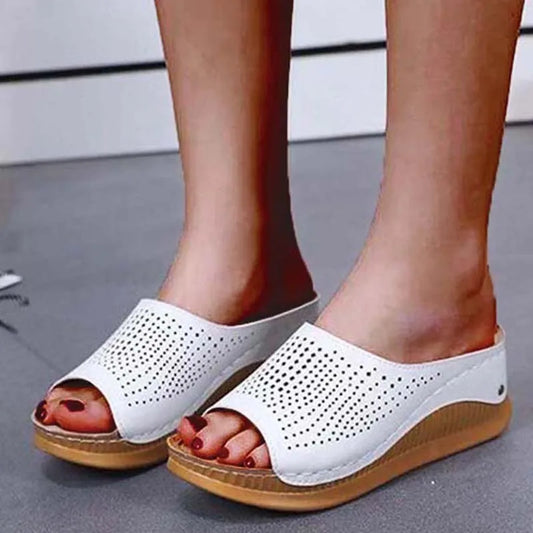 Summer Women Sandals New Fashion Open Toe Retro Breathable Womens Sandals Wedge Slip On Female Women Orthopedic Sandal Footwear