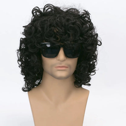 Men's Short Curly Hair Black  synthetic Wig Anime Role-Playing Wig Halloween Role-Playing Costume Wig