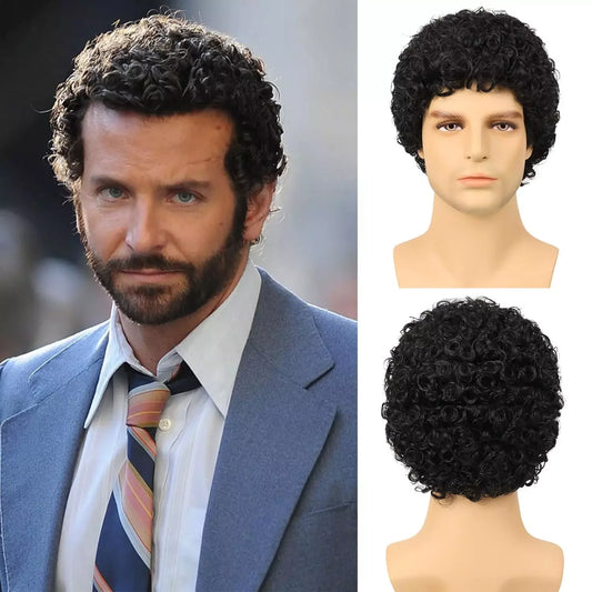 Short Curly Human Hair Wigs for Men Kinky Curly Hair Wigs for Man Short Pixie Cut Costume Male Wig Machine Made Wigs