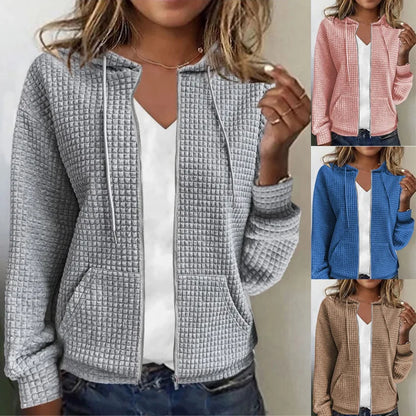 Women's Coats Zipper Hooded Cardigan Long Sleeve Sweater Jacket for Women