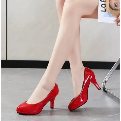 High Heels Shoes Women White Wedding Shoes Thick High Heels Fashion Party Pumps Footwear Yellow Red Big Size 35-41