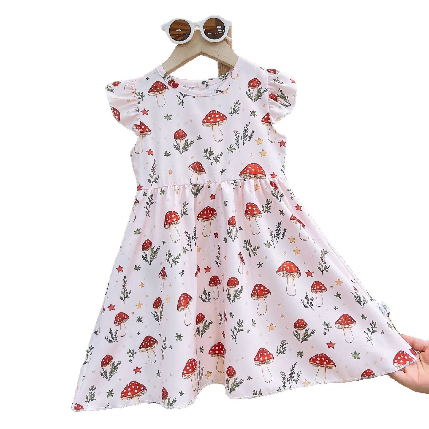 Girls Summer Dress New Fashion Floral Princess Dress with Flutter Sleeves for Toddlers and Young Children