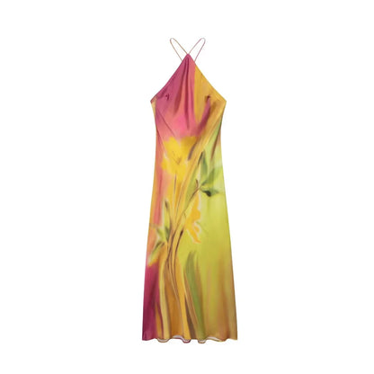 Women's Summer Dress Beach Long Dresses for Women 2024 New Fashion Print Backless Sexy Midi Dress Elegant Party Dresses