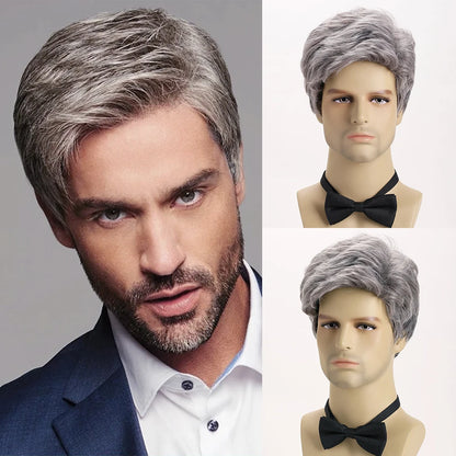 Short  Natural Curly Hair For Male Young Men Heat Resistant Fiber Synthetic Wigs