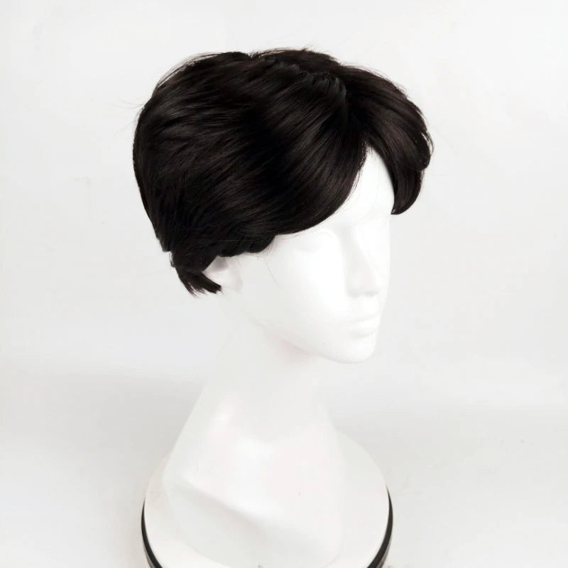 Fashion Men Synthetic Black Short Wig With Middle Parted Bang DIY Styling Wig for Men Daily Wear Toupee Hairpieces Straight Hair
