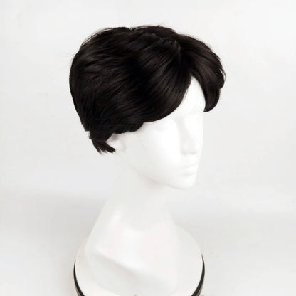 Fashion Men Synthetic Black Short Wig With Middle Parted Bang DIY Styling Wig for Men Daily Wear Toupee Hairpieces Straight Hair