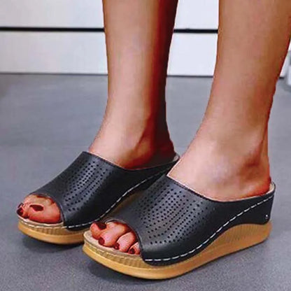 Summer Women Sandals New Fashion Open Toe Retro Breathable Womens Sandals Wedge Slip On Female Women Orthopedic Sandal Footwear