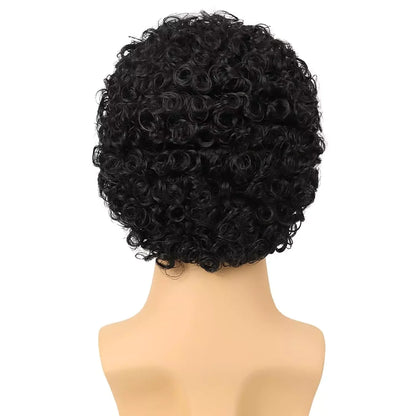 Short Curly Human Hair Wigs for Men Kinky Curly Hair Wigs for Man Short Pixie Cut Costume Male Wig Machine Made Wigs
