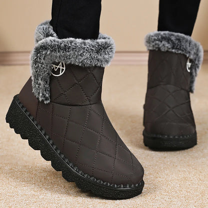 Winter Women's Waterproof Snow Boots Thick-soled Plush Cotton Boots Warm Non-slip Outdoor Mid-size Women's Cotton Shoes