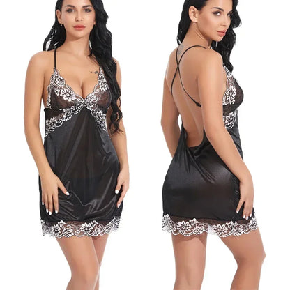 Women Nightgowns Satin Lace Sleepwear nightwear Pyjama Women home clothing sleepwear female Nightdress Sexy Lingerie