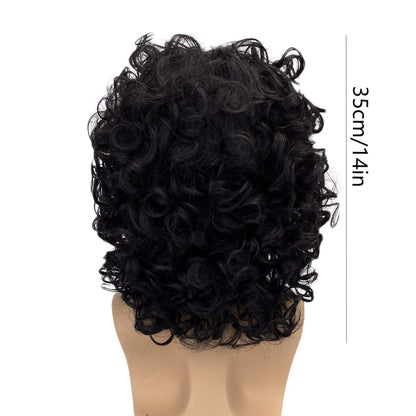 Men's Short Curly Hair Black  synthetic Wig Anime Role-Playing Wig Halloween Role-Playing Costume Wig