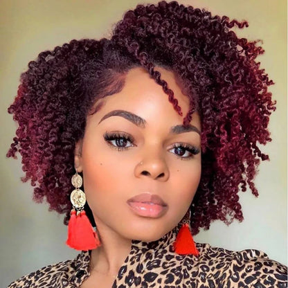 Curly Hair Wig Side Part Short Curly Hair Synthetic Hair Cosplay Femme Womens Wigs Sale Burgundy Side Part Black Wig
