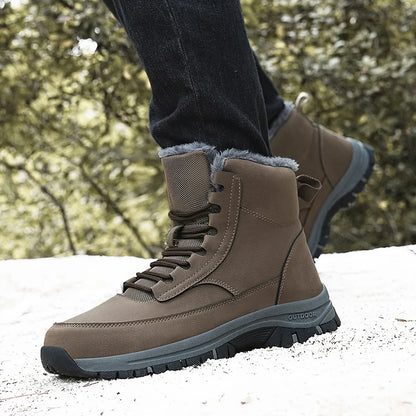 New Men Winter Snow Boots For Waterproof Leather Sneakers Super Warm Men's Boots Outdoor Male Hiking Boots Work Shoes Size 39-48