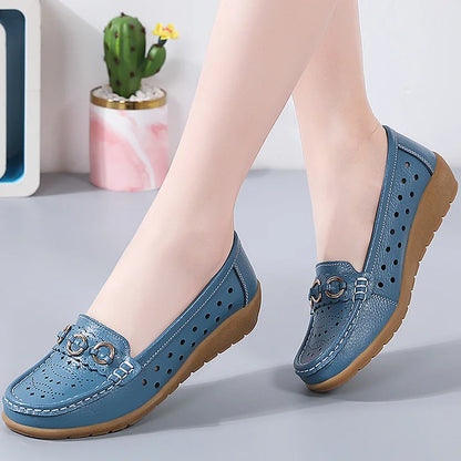 Woman Shoes Breathable Leather Shoes For Women Low Heels Casual Zapatos Mujer Elegant Heel Women's Shoes Flats Female Footwear
