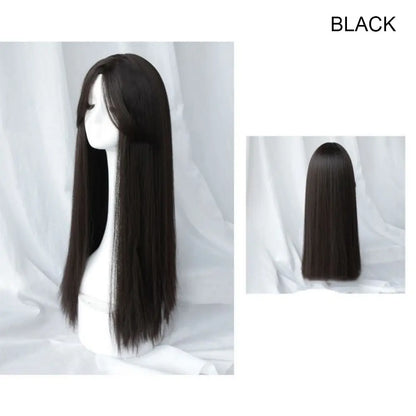 Wig Female Black Eight-letter Liu Haichang Straight Hair Wig Band With Middle Point For Daily Wear Of Full-length Wig