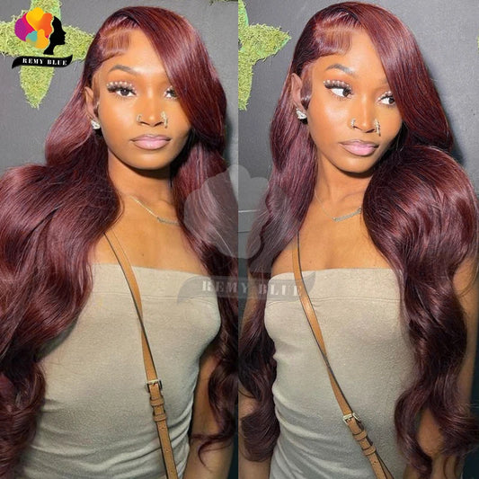 9x6 Wear and Go Wigs Human Hair Pre Plucked Pre Cut Burgundy/Ginger Blonde Wigs Body Wave Human Hair Wigs