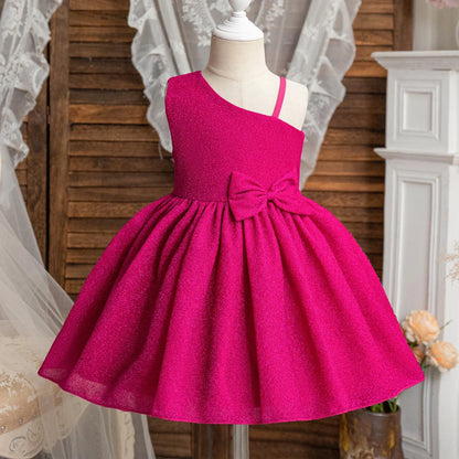 Elegant Party Dress for Girls Formal Evening Luxury Dress 2024 New Bow Sleeveless Princess Dresses Children Birthday Party Gown
