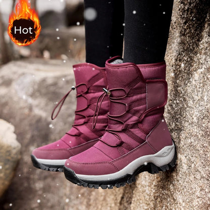 2025 Women Winter Snow Boots Warm Boots Lengthening With Wide Toe and Adding Velvet Inside Keep Warm Soft Soled Shoes Non-slip