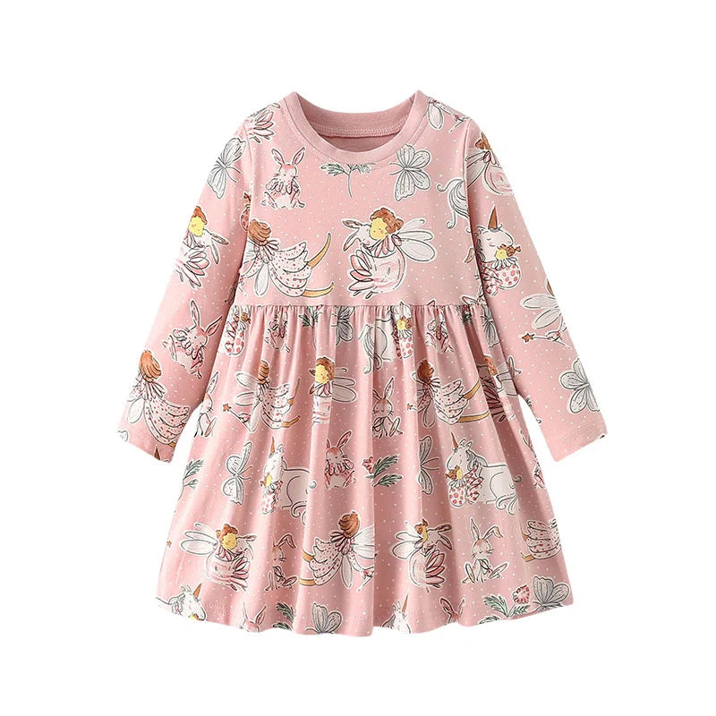 Jumping Meters 2-7T Long Sleeve Princess Girls Dresses Hearts Children's Clothes Party Fashion Kids Frocks