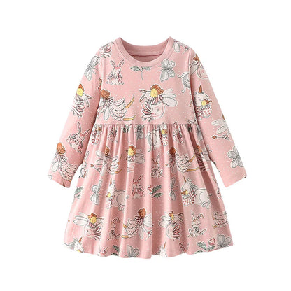Jumping Meters 2-7T Long Sleeve Princess Girls Dresses Hearts Children's Clothes Party Fashion Kids Frocks