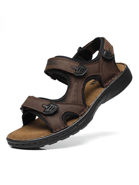 First-Layer Cowhide Men's Sports Sandals, Open-Toe Outdoor 防滑 Sandals, Casual Men's Shoes, Outdoor Fashion Beach Shoes, Li